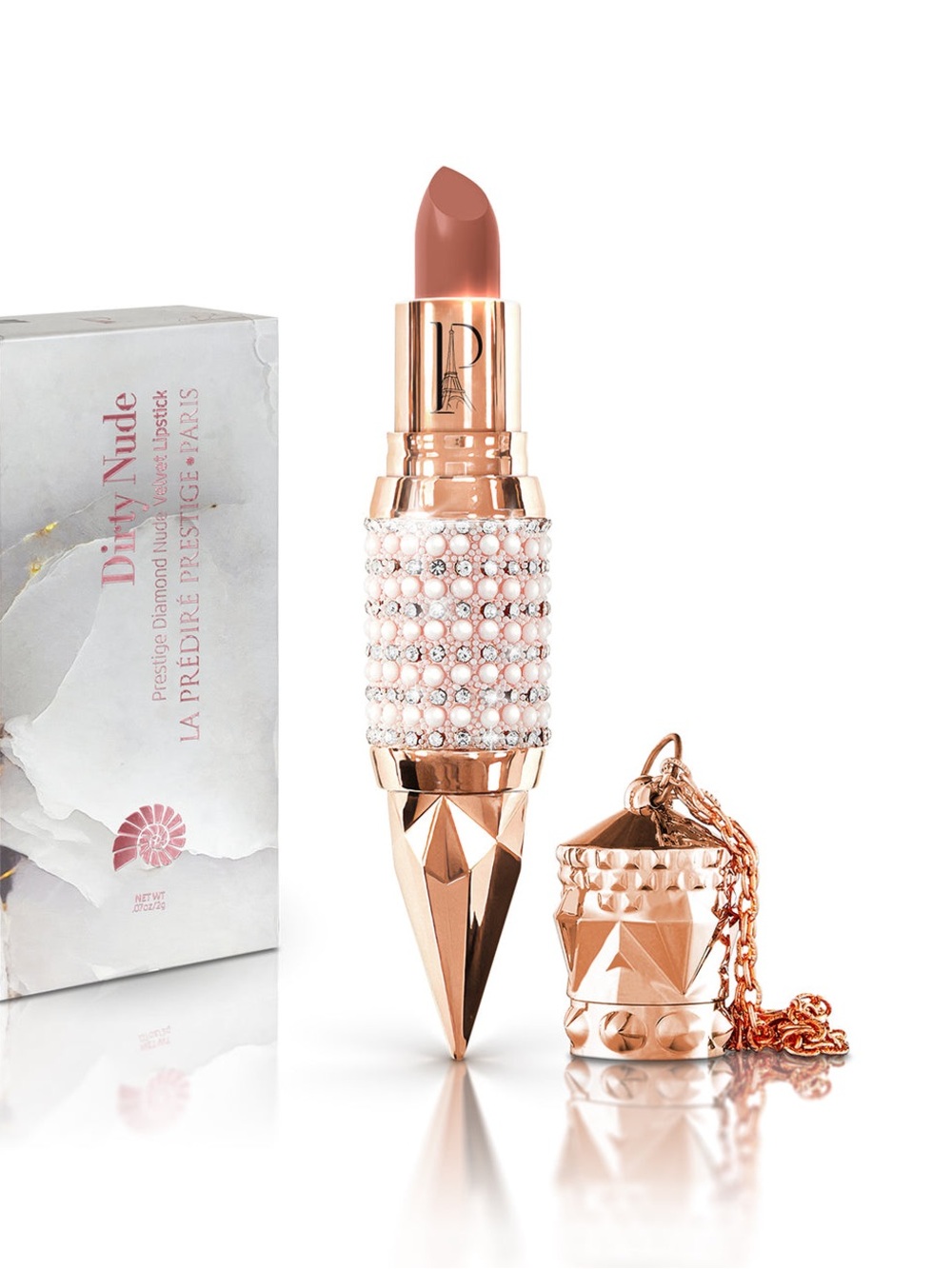 Dirty Nude Lipstick — Nude Pink in Rose Gold Jeweled Case